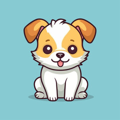 Adorable Fluffy Puppy: Cute Cartoon Dog Illustration for Children's Merchandise and More