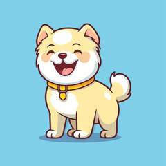 Adorable Fluffy Puppy: Cute Cartoon Dog Illustration for Children's Merchandise and More