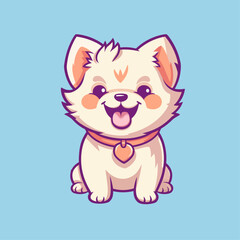 Adorable Fluffy Puppy: Cute Cartoon Dog Illustration for Children's Merchandise and More