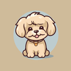 Adorable Fluffy Puppy: Cute Cartoon Dog Illustration for Children's Merchandise and More