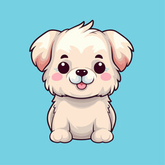 Adorable Fluffy Puppy: Cute Cartoon Dog Illustration for Children's Merchandise and More