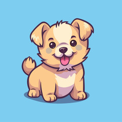 Obraz na płótnie Canvas Adorable Fluffy Puppy: Cute Cartoon Dog Illustration for Children's Merchandise and More
