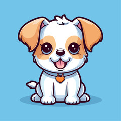 Adorable Fluffy Puppy: Cute Cartoon Dog Illustration for Children's Merchandise and More