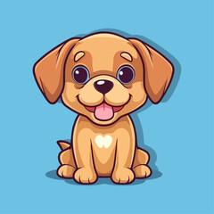 Adorable Fluffy Puppy: Cute Cartoon Dog Illustration for Children's Merchandise and More