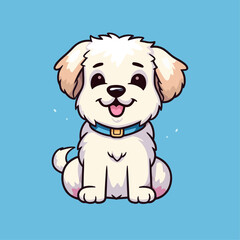 Adorable Fluffy Puppy: Cute Cartoon Dog Illustration for Children's Merchandise and More
