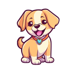 Adorable Fluffy Puppy: Cute Cartoon Dog Illustration for Children's Merchandise and More
