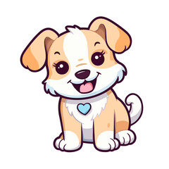 Fototapeta na wymiar Adorable Fluffy Puppy: Cute Cartoon Dog Illustration for Children's Merchandise and More