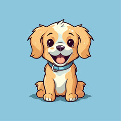 Adorable Fluffy Puppy: Cute Cartoon Dog Illustration for Children's Merchandise and More