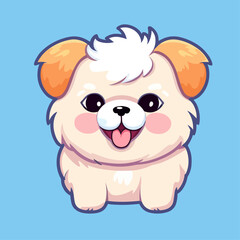 Adorable Fluffy Puppy: Cute Cartoon Dog Illustration for Children's Merchandise and More