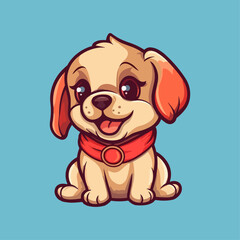 Adorable Fluffy Puppy: Cute Cartoon Dog Illustration for Children's Merchandise and More