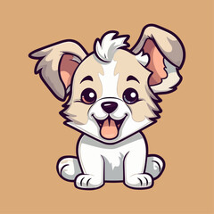 Adorable Fluffy Puppy: Cute Cartoon Dog Illustration for Children's Merchandise and More