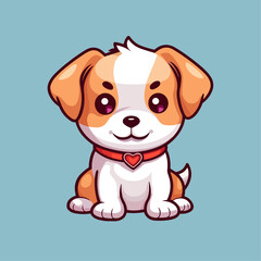 Adorable Fluffy Puppy: Cute Cartoon Dog Illustration for Children's Merchandise and More