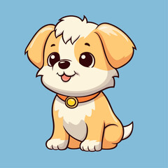 Adorable Fluffy Puppy: Cute Cartoon Dog Illustration for Children's Merchandise and More
