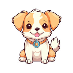 Fototapeta na wymiar Adorable Fluffy Puppy: Cute Cartoon Dog Illustration for Children's Merchandise and More