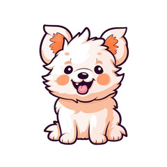 Adorable Fluffy Puppy: Cute Cartoon Dog Illustration for Children's Merchandise and More