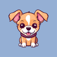 Adorable Fluffy Puppy: Cute Cartoon Dog Illustration for Children's Merchandise and More