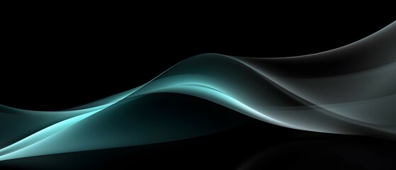 abstract black teal background with waves - generative ai
