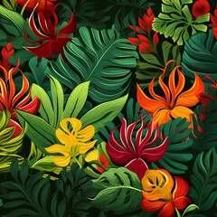 Immerse yourself in a stunningly vibrant illustration, where a myriad of brightly colored plants takes center stage. Let the colors ignite your imagination. - generative ai