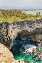 Rock formation landscape with water inside from arecibo cueva del indio in puerto rico 