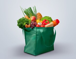 Different tasty fresh vegetables in shopping bag