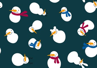 Christmas ice cartoon seamless snowman pattern for new year wrapping paper and fabrics and linens and kids clothes