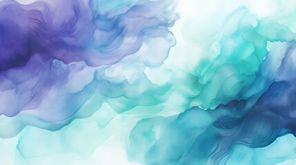  cool teal with rich violet watercolor abstract background