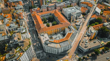  Milan, Italy. Roofs of the city aerial view. © Andrew