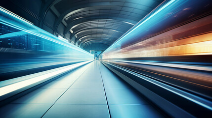 Fototapeta na wymiar blurred background metro escalator