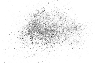 Cigarette ash explosion isolated on white background, texture