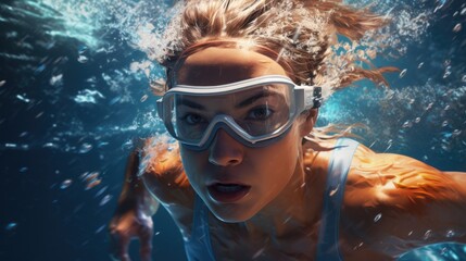 young sporty woman as a freestyle swimmer