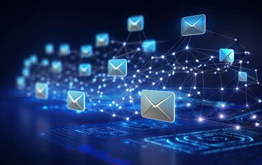 a concept of email on a dark blue background Generative AI