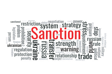 Illustration in the form of a cloud of words related to the sanction.