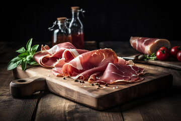 Jamon serrano - Spanish cured ham or Italian prosciutto,ai generated