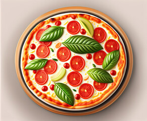 Front view of a pizza