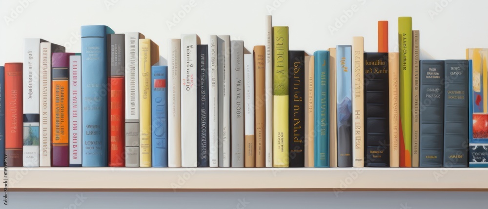 Poster close up of library books on shelf. generative ai