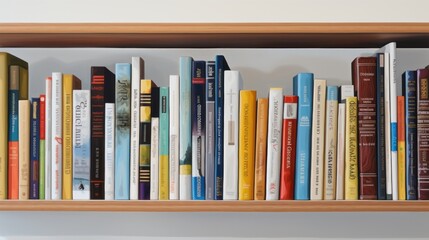 Close up of library books on shelf. Generative AI