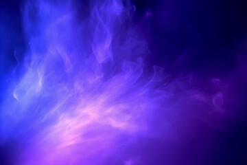 Dynamic interplay of purple and blue searchlights in a smoky abyss. Generative AI