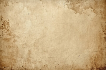 Faded paper texture with textured surface and worn, darkened edges. Generative AI