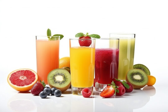 Assortment of refreshing summer drinks,ai generated