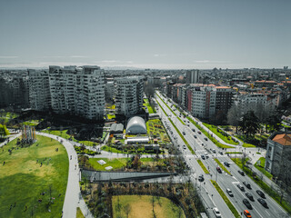 Aerial view of the Milan city. Top view of the new business district of the city. District Milan...