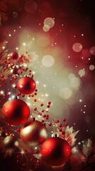 Christmas ornaments background for websites, banners, graphics and cards. Holiday web banner, winter, AI
