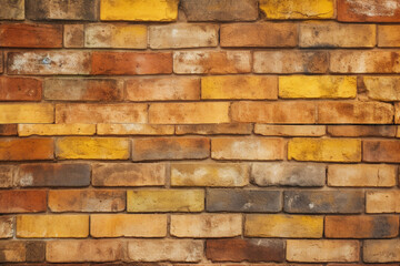 Grungy yellow and red brick wall as a seamless pattern background. Generative AI