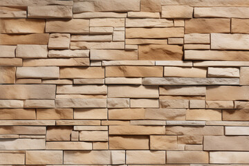 Sandstone facade pattern seamlessly integrated into the textured stone wall brick background. Generative AI