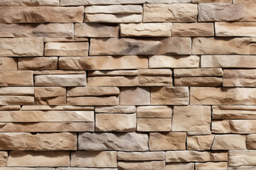 Stone wall brick background featuring a seamless pattern of sandstone facade. Generative AI