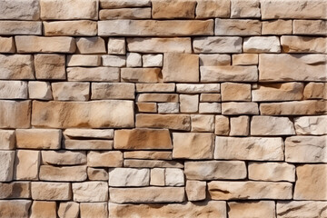 Obraz premium Textured stone wall brick background adorned with a seamless sandstone facade pattern. Generative AI