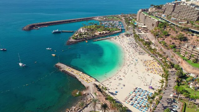 Aerial view of the Playa de la Verga beach, Gran Canaria, Canary Islands, Spain