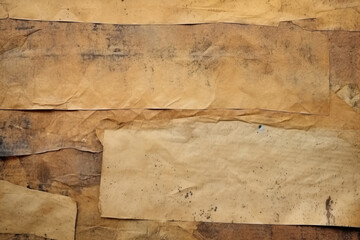 Weathered paper sheets with dark, worn edges. Generative AI