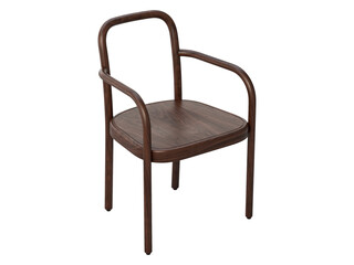 Midcentury steam-bent wooden chair with backrest and armrest. 3d render