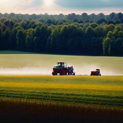 Fototapeta premium Farm Tractor Plowing