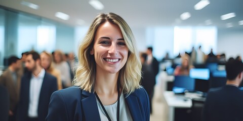 Fototapeta premium smiling business woman, office, business
